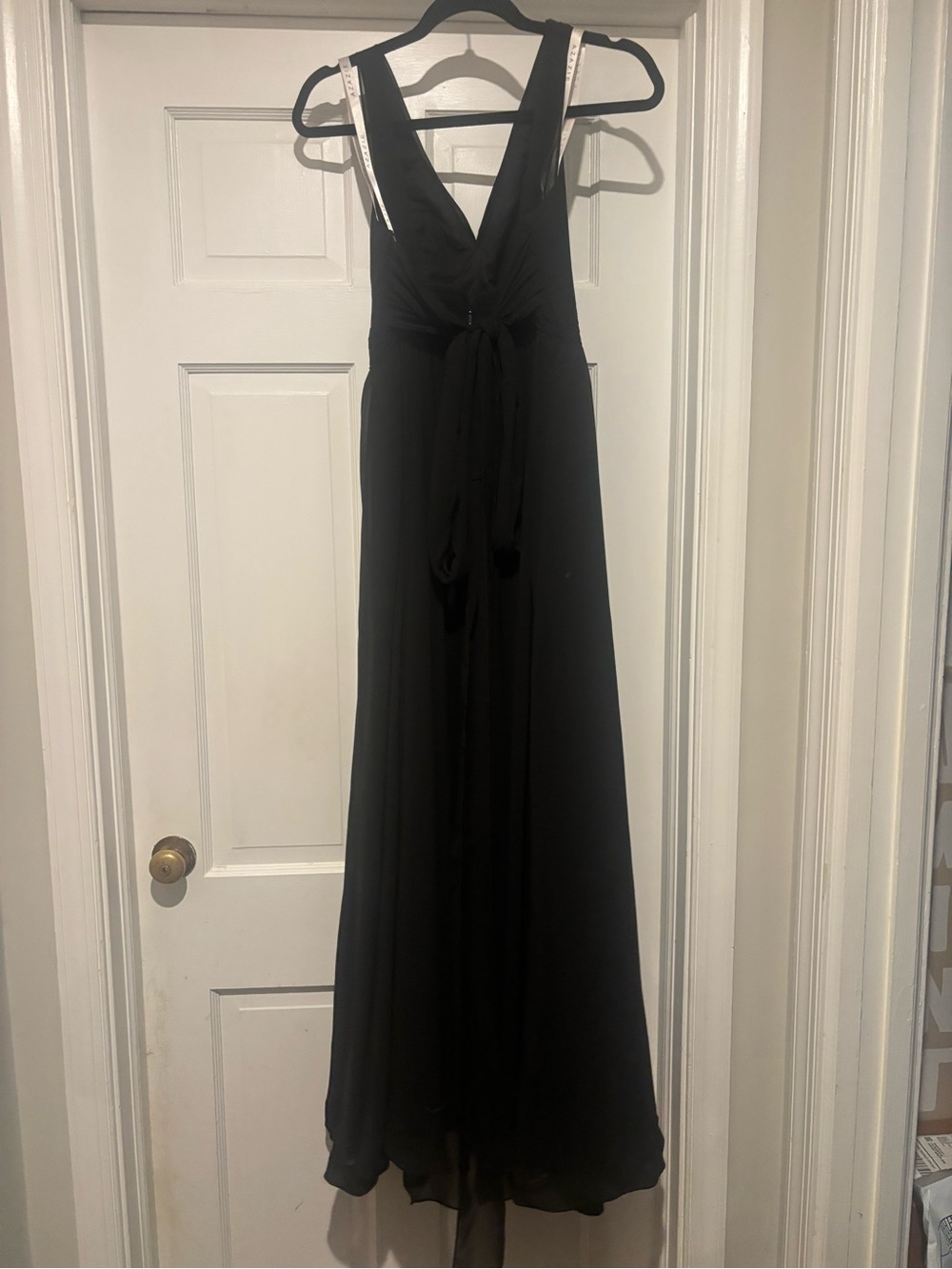 Azazie Black V-Neck Maxi with Tie Front